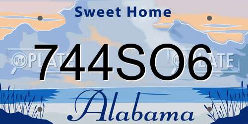 744SO6 Alabama License Plate