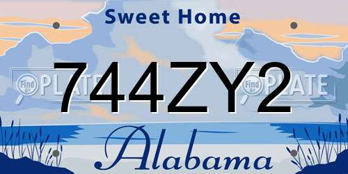 744ZY2 Alabama License Plate