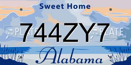 744ZY7 Alabama License Plate