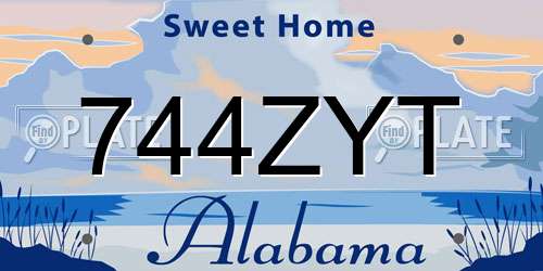 744ZYT Alabama License Plate