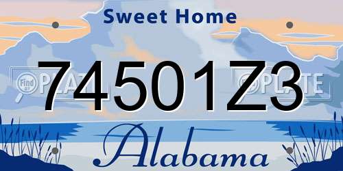 74501Z3 Alabama License Plate