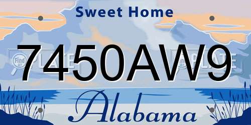 7450AW9 Alabama License Plate