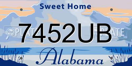 7452UB Alabama License Plate