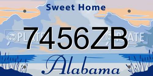 7456ZB Alabama License Plate
