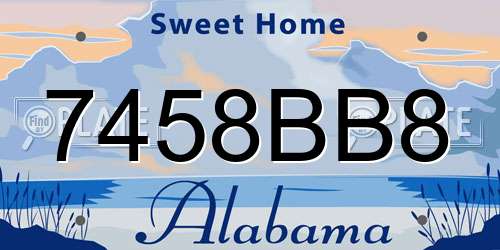 7458BB8 Alabama License Plate