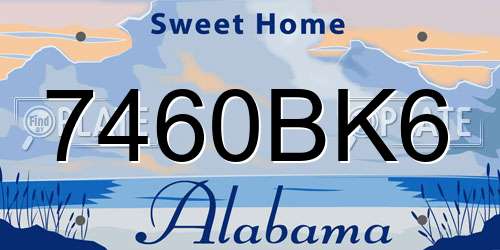 7460BK6 Alabama License Plate