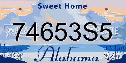 74653S5 Alabama License Plate