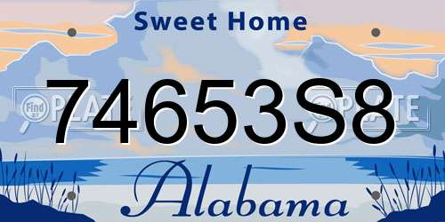 74653S8 Alabama License Plate