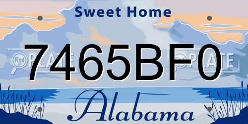 7465BF0 Alabama License Plate