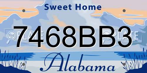 7468BB3 Alabama License Plate
