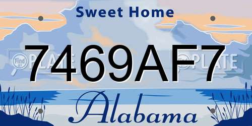 7469AF7 Alabama License Plate