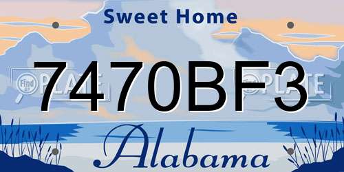 7470BF3 Alabama License Plate
