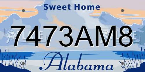 7473AM8 Alabama License Plate