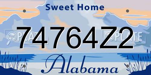 74764Z2 Alabama License Plate
