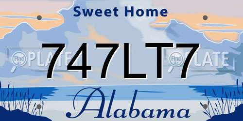 747LT7 Alabama License Plate