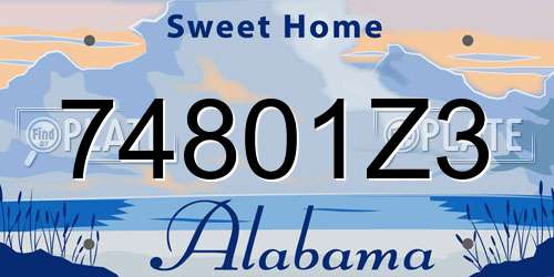 74801Z3 Alabama License Plate