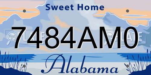 7484AM0 Alabama License Plate