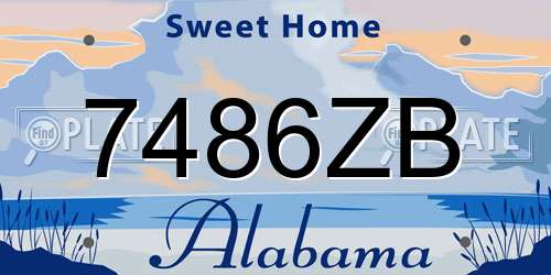 7486ZB Alabama License Plate