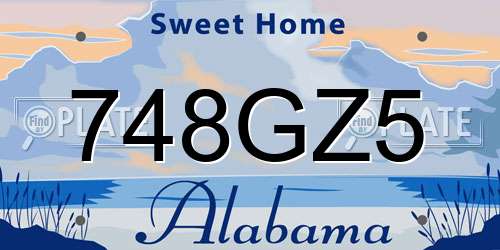 748GZ5 Alabama License Plate
