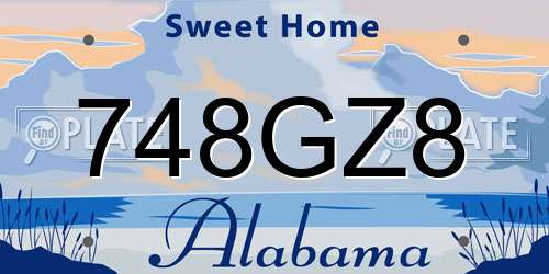 748GZ8 Alabama License Plate