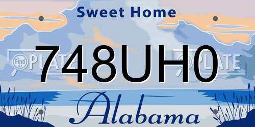 748UH0 Alabama License Plate