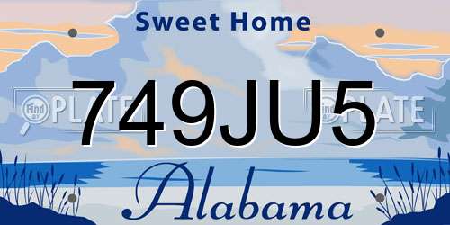 749JU5 Alabama License Plate