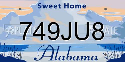 749JU8 Alabama License Plate