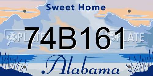 74B161 Alabama License Plate