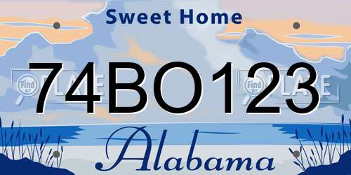 74BO123 Alabama License Plate