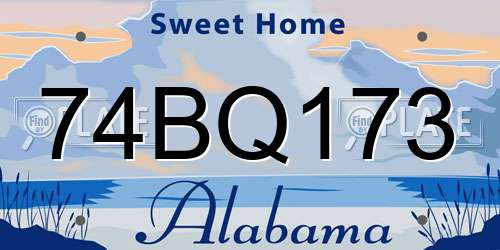74BQ173 Alabama License Plate