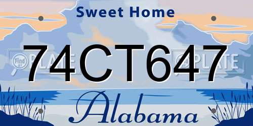 74CT647 Alabama License Plate