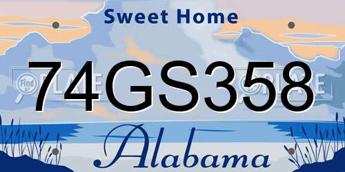 74GS358 Alabama License Plate