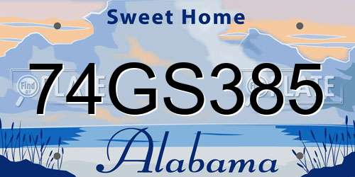 74GS385 Alabama License Plate