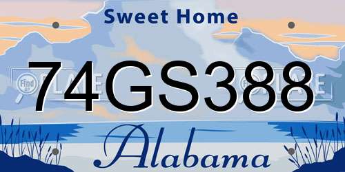 74GS388 Alabama License Plate