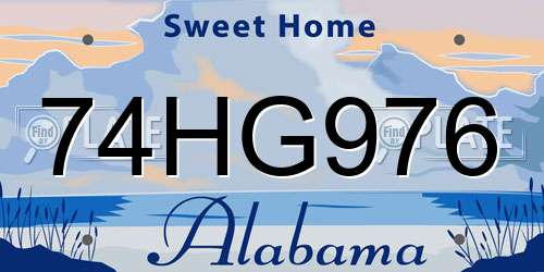 74HG976 Alabama License Plate