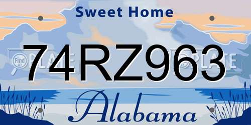 74RZ963 Alabama License Plate