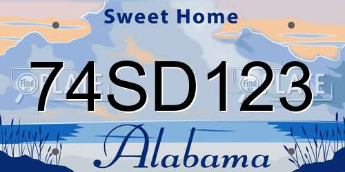 74SD123 Alabama License Plate