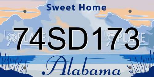 74SD173 Alabama License Plate