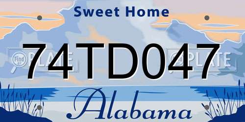 74TD047 Alabama License Plate