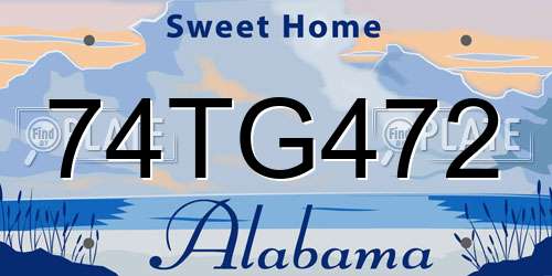 74TG472 Alabama License Plate