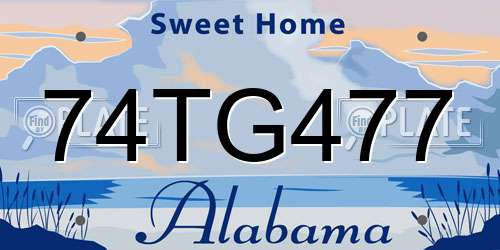 74TG477 Alabama License Plate