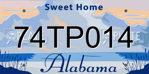 74TP014 Alabama License Plate