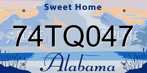 74TQ047 Alabama License Plate