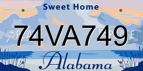 74VA749 Alabama License Plate