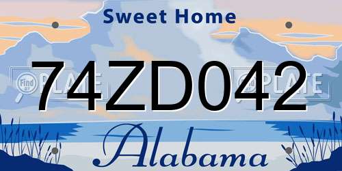 74ZD042 Alabama License Plate