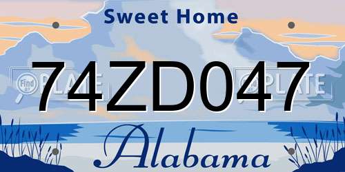 74ZD047 Alabama License Plate