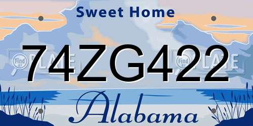 74ZG422 Alabama License Plate