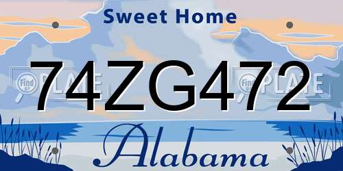 74ZG472 Alabama License Plate