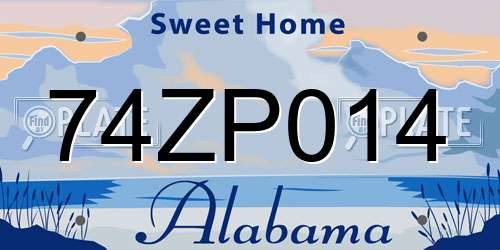 74ZP014 Alabama License Plate