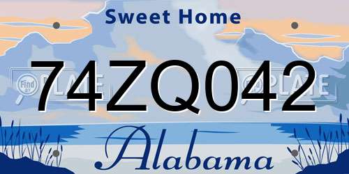 74ZQ042 Alabama License Plate